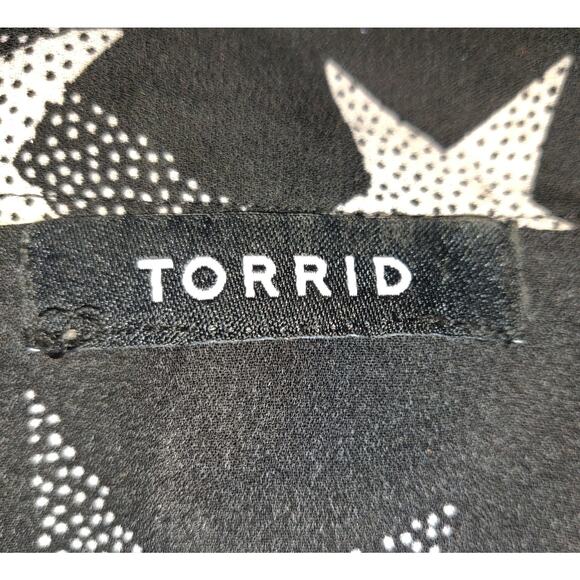 Torrid Sheer Top Blouse PLUS Sz 5X 6X Black Gray White Stars Lightweight - Picture 5 of 16
